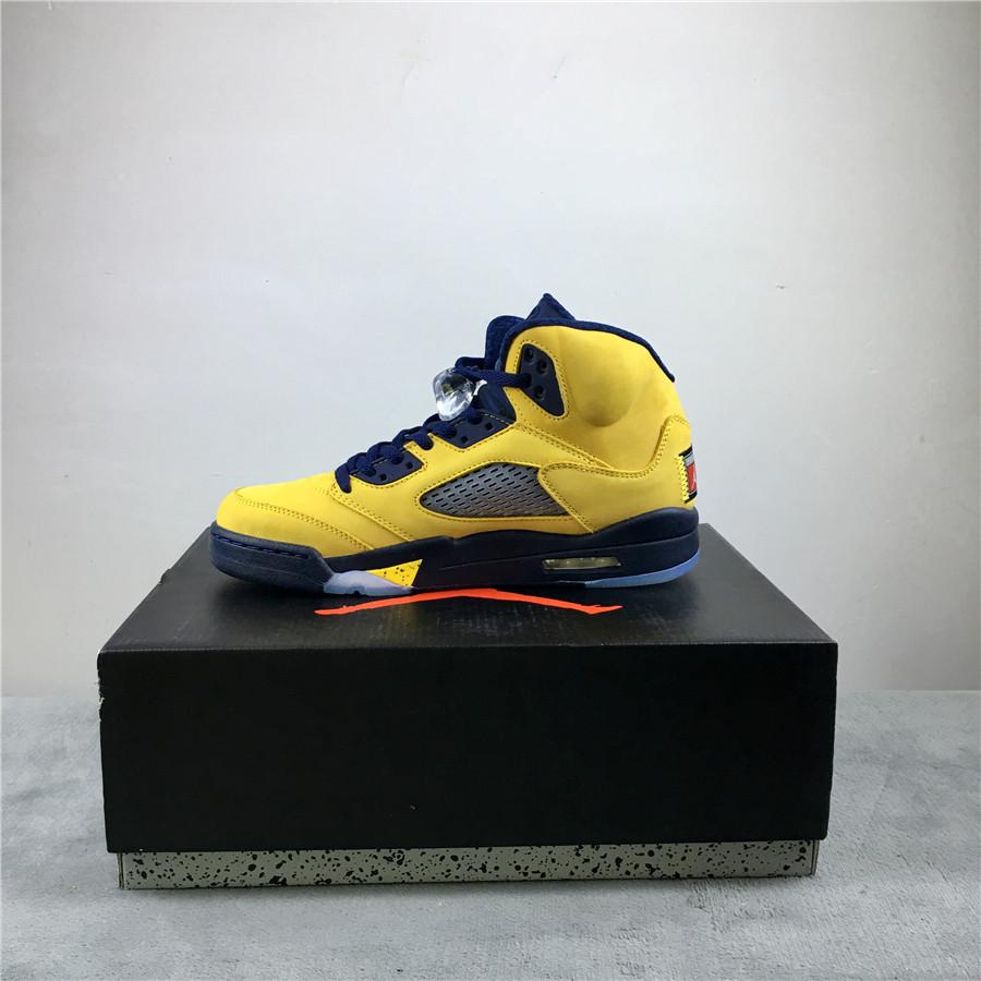 2019 Air Jordan 5 Retro Michigan Blue Yellow - Click Image to Close